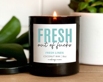 Snarky Fresh Linen Scented Candle, Funny Gift, Coconut Wax 8oz