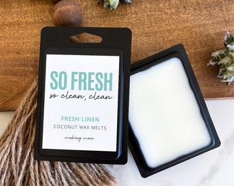 So Fresh, So Clean, Fresh Linen Coconut Wax Melts, Odor Eliminator, Strong Scented