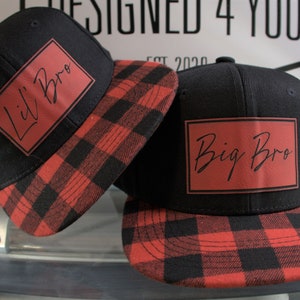 Ready to ship - leather patch hats - lil bro - big bro - matching hats - brothers
