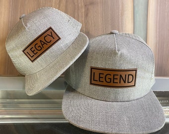 Ready to ship - leather patch hats - legend - legacy - matching hats - father and son