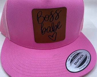 Boss Babe Leather Patch Hat - Pink Hat - Boss Babe