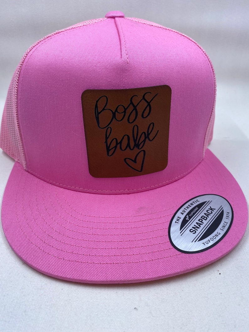 Boss Babe Leather Patch Hat Pink Hat Boss Babe image 1