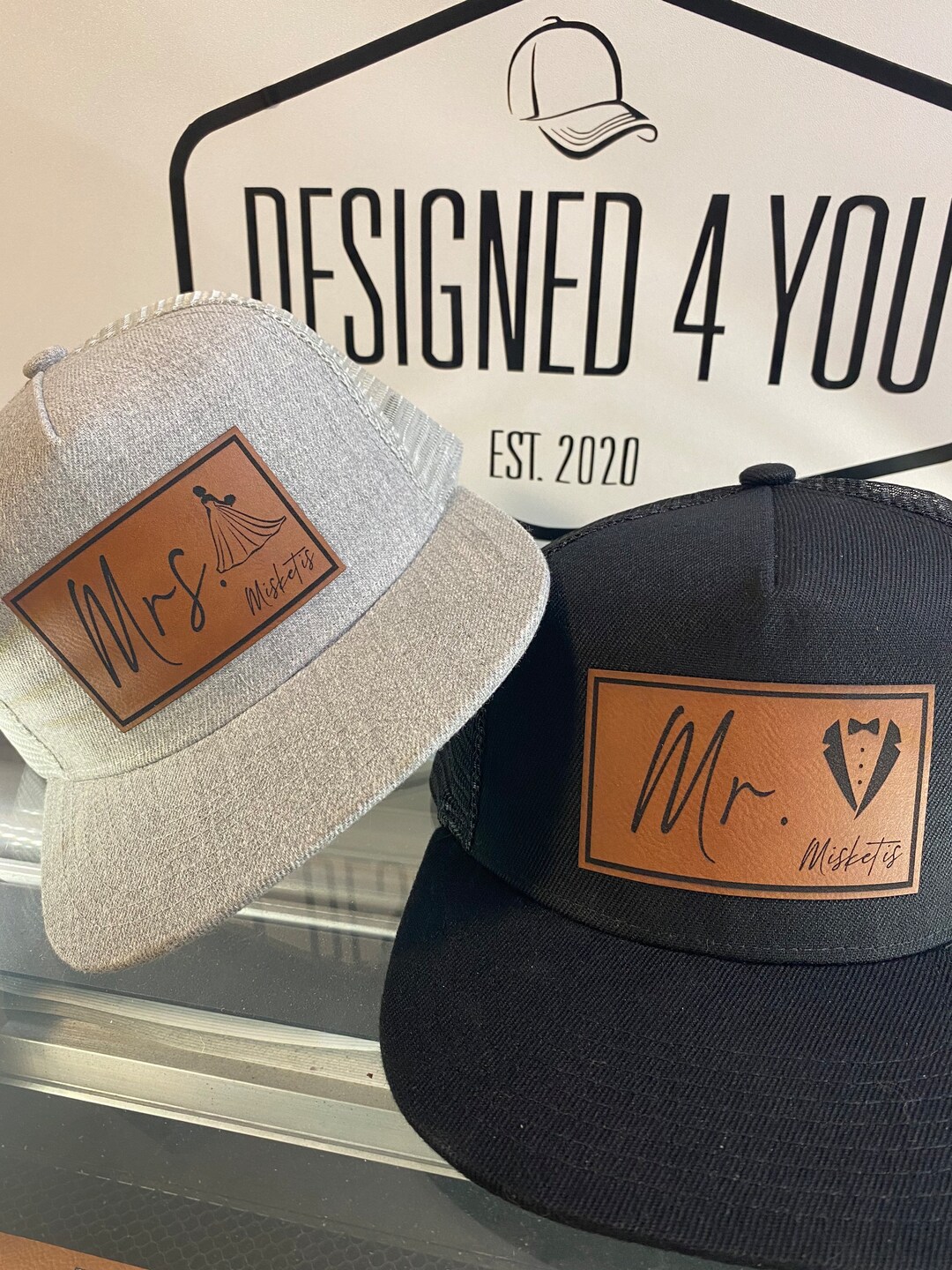 Custom Made Mr and Mrs Hats, Wedding Gift, Bride and Groom, Matching