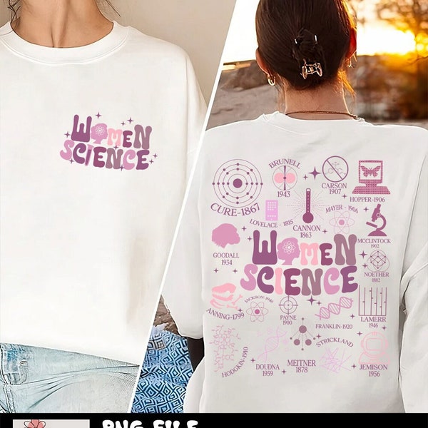 Retro Women in Science PNG, Gift for Science Teacher, Preppy Aesthetic Png, Cool Science Png, Women in Stem Png, PhD Shirt Gift, STEM Png