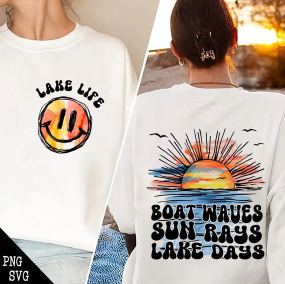 Boat Waves Sun Rays Lake Days PNG SVG, Lake Life Png, Summer Lake Png, Lake Vacation Svg, Summer Vibes Png, Lake Days Png, Lake Shirt Png