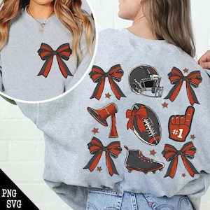 Football Coquette Bow PNG SVG, Coquette Football Mama, Football Red and Black Png, Game Day Png, Touchdown Season Png, Sports png
