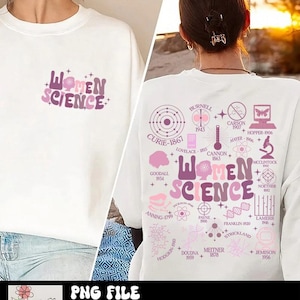 PNG de Mulheres Retrô na Ciência, Presente para Professora de Ciências, PNG Estético Preppy, PNG de Ciência Legal, PNG de Mulheres em STEM, Camiseta de Doutorado para Presente, PNG de STEM