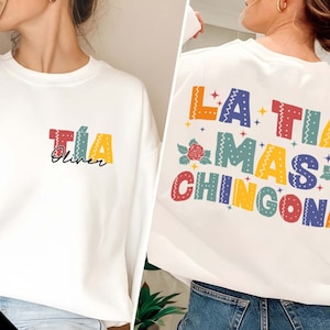 Personalized Auntie PNG, La Tia Mas Chingona Png, Baby Announcement Gift, Mexican Shirt for Women,Tia Gifts, Tia Baby Reveal, Gift for Aunt