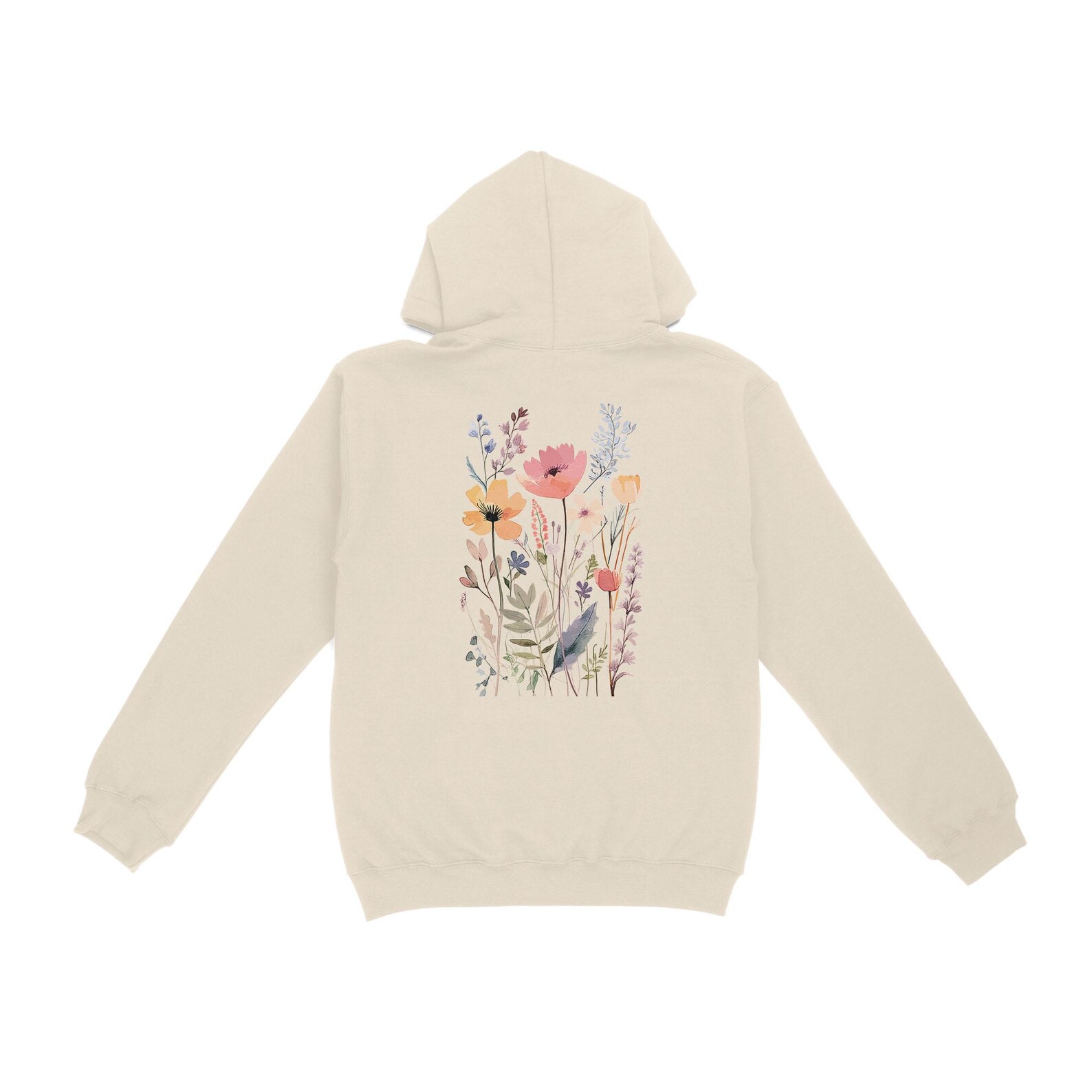 Wildflower Hoodie, Watercolor Wildflower, Pastel Color Flower Lover ...