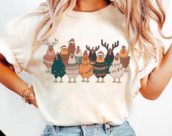 Сute Christmas Chickens Png Svg, Christmas Farm Animals Png, Womens Christmas Chicken Png,Christmas Holiday Svg Gift, chicken mom png
