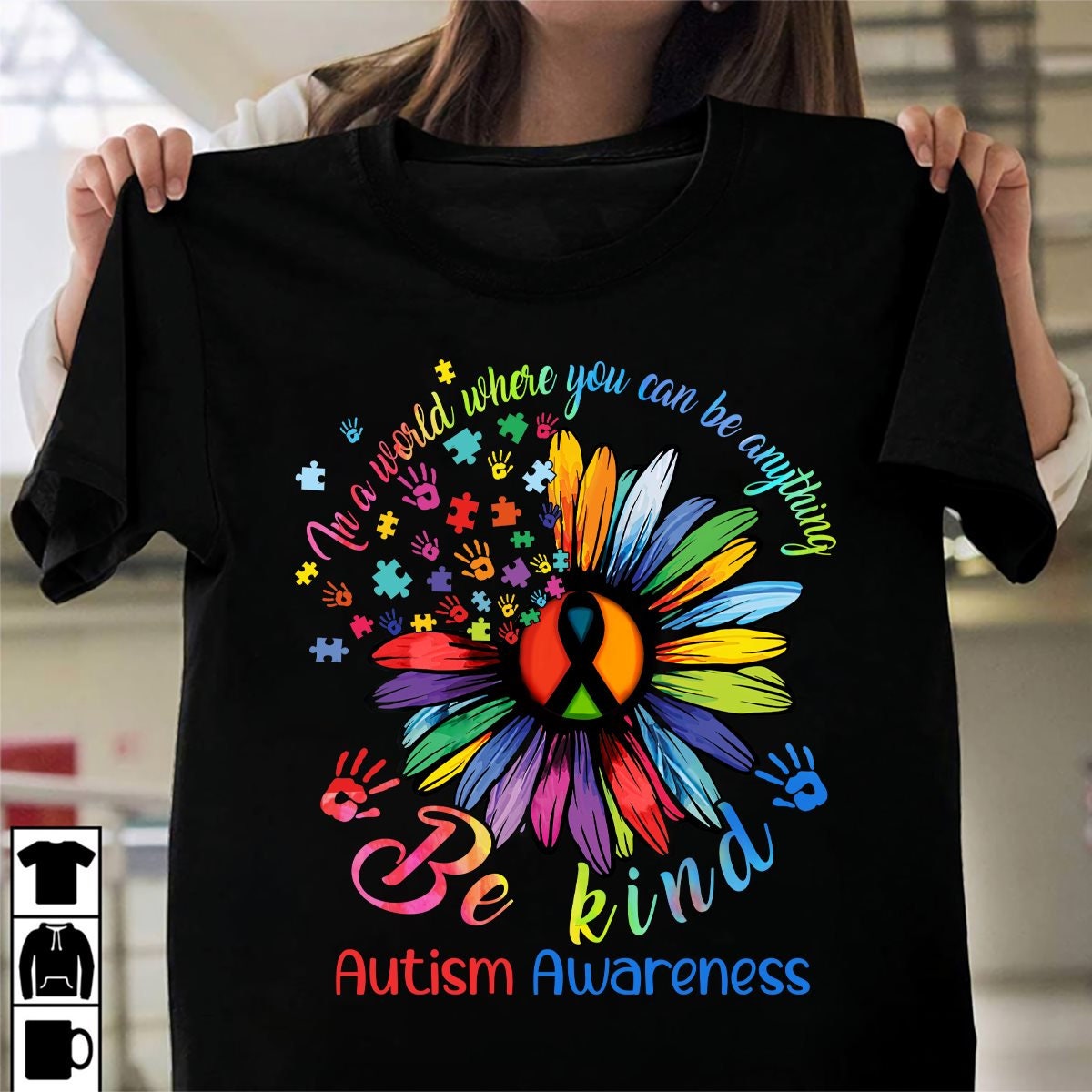 Awareness T-shirt Sunflower Be Kind Gift Autism's - Etsy Finland