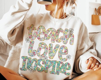 Teach Love Inspire Png, Floral Teacher Png, Coquette Teacher Png, Retro Teacher Png, Teacher Gift Png, Teacher Sublimation, Back to School