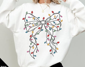 Christmas Light Bow, Christmas Coquette Bow PNG SVG, Christmas Light Png, Xmas Coquette Bow PNG, Christmas Sublimation Design, Winter Png