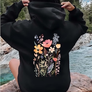 Wildflower Hoodie, Watercolor Wildflower, Pastel color Flower Lover Gift, Wildflower Gift, Wild Flower Gift, Wildflower Lover, Wildflower