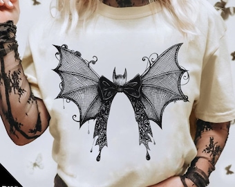 Halloween Bat Gothic Coquette bow PNG SVG, Retro halloween png, trending png, Gothic png, black bow png, soft girl png, Gothic png, Bat png