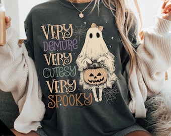 Very Demure Very Cutesy Very Spooky PNG SVG, Ghost Lady Png, Halloween Svg, Cute Ghost, Halloween Meme Png, Pink Pumpkin, Halloween Ghost