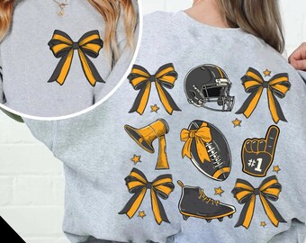 Football Coquette Bow PNG SVG, Coquette Football Mama, Football Black and Gold Png, Game Day Png, Touchdown Season Png, Sports png