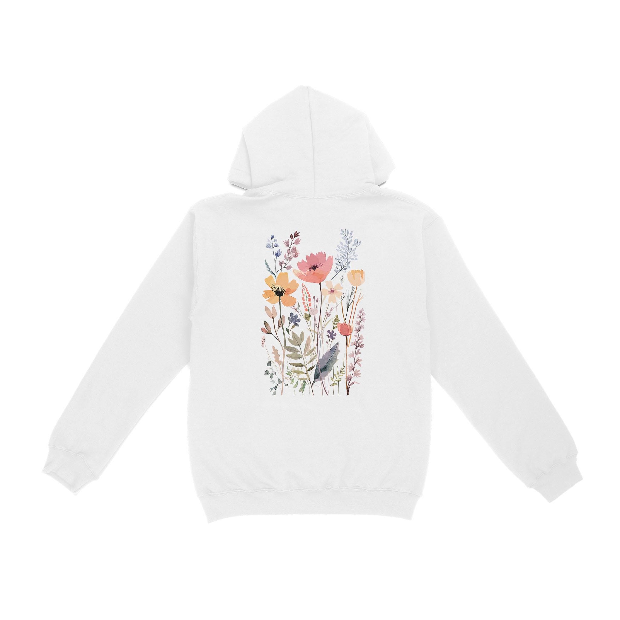 Wildflower Hoodie, Watercolor Wildflower, Pastel Color Flower Lover ...