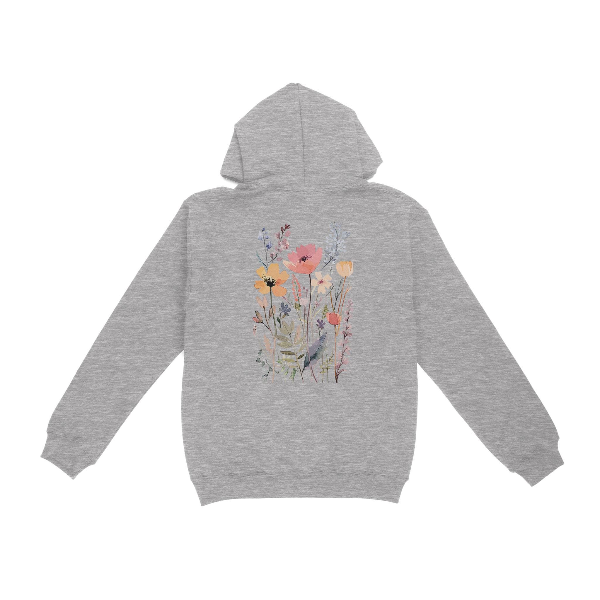 Wildflower Hoodie, Watercolor Wildflower, Pastel Color Flower Lover ...