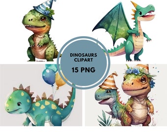 Acuarela Dinosaurios Clipart Png, Lindo Dinosaurio Clipart, Bebé Dino Png Paquete, Dinosaurios Niños Ilustraciones, Dino, Ilustración Jurásica