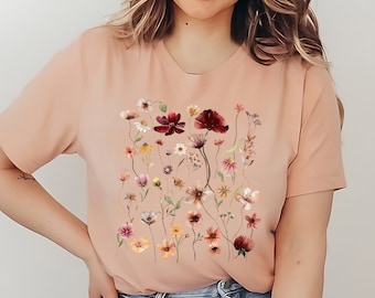 Wildflower Shirt, Vintage Cottagecore Shirt, Watercolor Flower Shirt, Flower Lover Gift, Wildflower Gift, Wild Flower Gift, Wildflower Lover