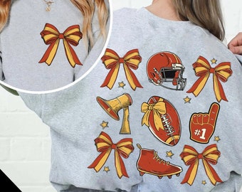 Arco de coqueta de fútbol PNG SVG, Mamá de fútbol coqueta, Fútbol rojo y dorado Png, Día del juego Png, Temporada de touchdown Png, Deportes png
