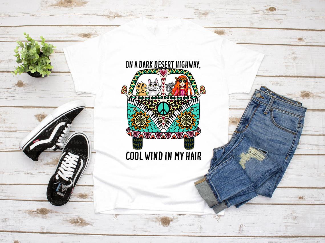 Cat PNG PNG File Cats Lover Funny Png On A Dark Desert High Way Cool Wind In My Hair Instant Download Digital File Png For Shirts