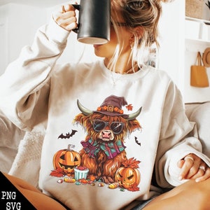 Halloween Highland Cow PNG, Bull Png,Retro Halloween Png, Ghost Cows Png, Funny Cow Png, Fall Png,Spooky Season,Cow Halloween png