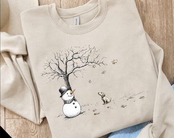 Christmas Snowman PNG, Christmas Dog Png, Vintage Snowman Png, Snowman T-Shirt, Christmas Tree Png, Winter Shirts for Women, Christmas Gift