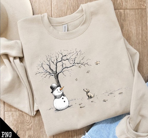 Christmas Snowman PNG, Christmas Dog Png, Vintage Snowman Png, Snowman T-Shirt, Christmas Tree Png, Winter Shirts for Women, Christmas Gift
