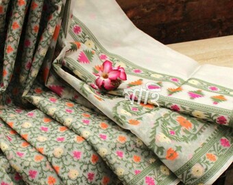 Soft reshom jamdani with allover weaving work for sale