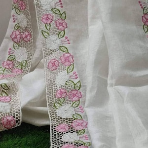 Cutwork embroidary work | Pure linen by linen | white colour saree| Running blouse piece| Summer wear ,party wear saree