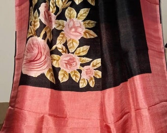 Pure bishnupuri silk with allover hand painting and running bp  for wedding, party wear saree