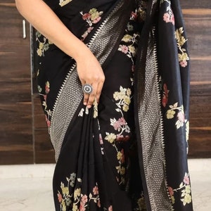 Pure munga silk saree with allover weaving work and unstich blouse piece for party wear saree