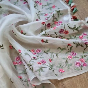 Pure organza over multicolour colour embroidary work | pastel shades saree|With beautiful tassels | Party wear saree