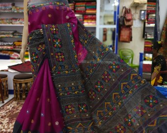 Lambani Stitch Tussar Silk Saree: Hand Dyed Party Wear | Silkmark Certified