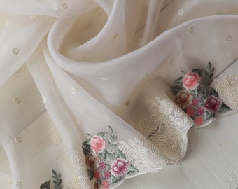 Pure organza over embroidary work and running blouse piece for party wear saree