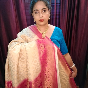 Premium quality chiffon georgette banarasi with contrast border pallu and blouse piece |weaving work for wedding party wear saree