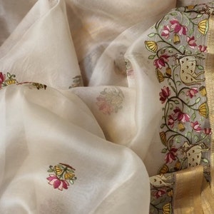 Pure Organza Silk Saree over embroidary work for party wear saree