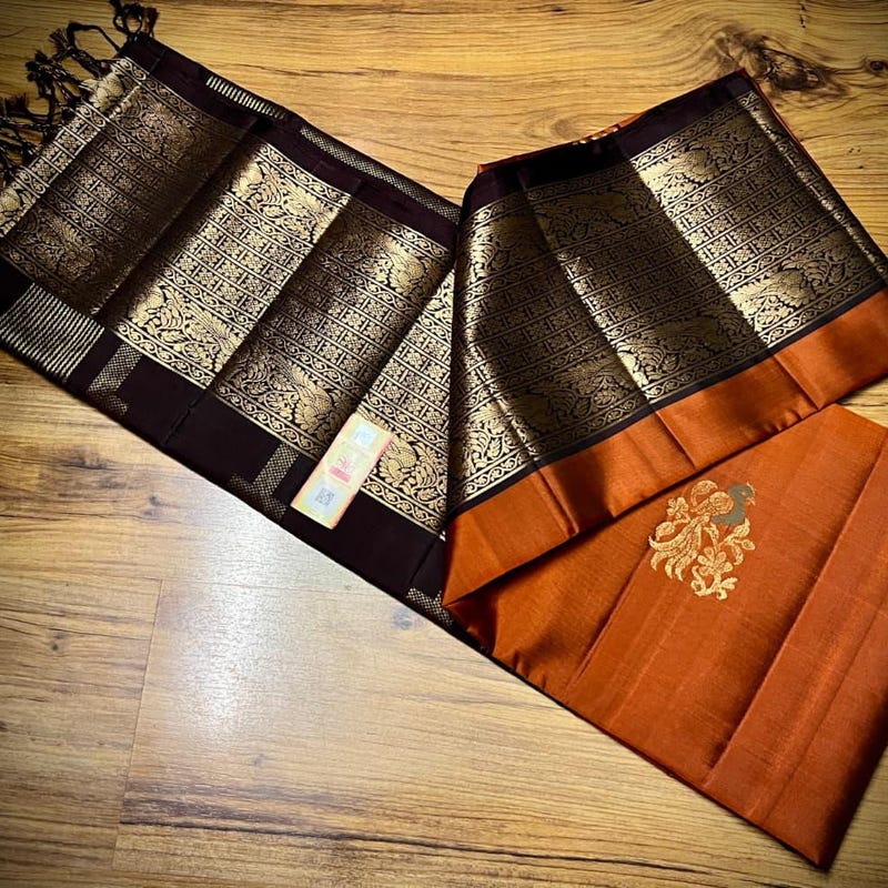 Rust and Brown Saree - Etsy
