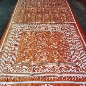 Hand kantha stich (folk kantha) over blended bangalore silk |orli kantha| Bengal traditional kantha | orange dual tone kantha saree