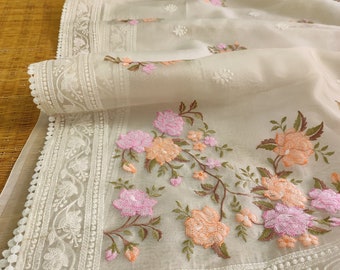 Organza Silk Saree with Embroidery Work for Party Wear