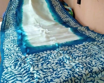 Silkmark certified pure bishnupuri silk saree with hand batik print n running bp for party wear saree