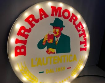 Birra Moretti Light Box, LED Illuminated Bar Sign, Home Office Decor