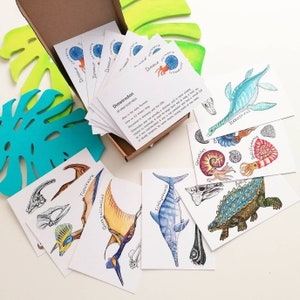 Dinosaurier-Menagerie. 16 prähistorische Dinosaurier Bildkarten. Lehr- und Lernmittel Kinderzimmer Wanddeko Wanddeko und Schule.