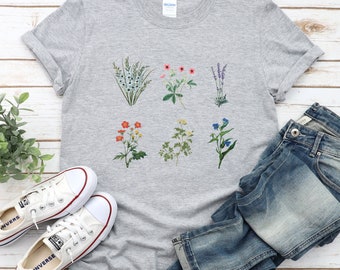 Wild Flowers Shirt, Wildflower Tee, Floral T-shirt, Botanical Shirt, Flower Shirt, Nature Lover Shirt, Gift for Women, Springtime Tee