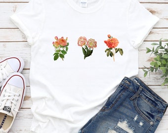 Rose Bouquet T-Shirt, Wildblumen Shirt, Wildflower T-Shirt, Floral T-shirt, botanische Shirt, Blumen-Shirt, Natur-Liebhaber-Shirt, Geschenk für Frauen