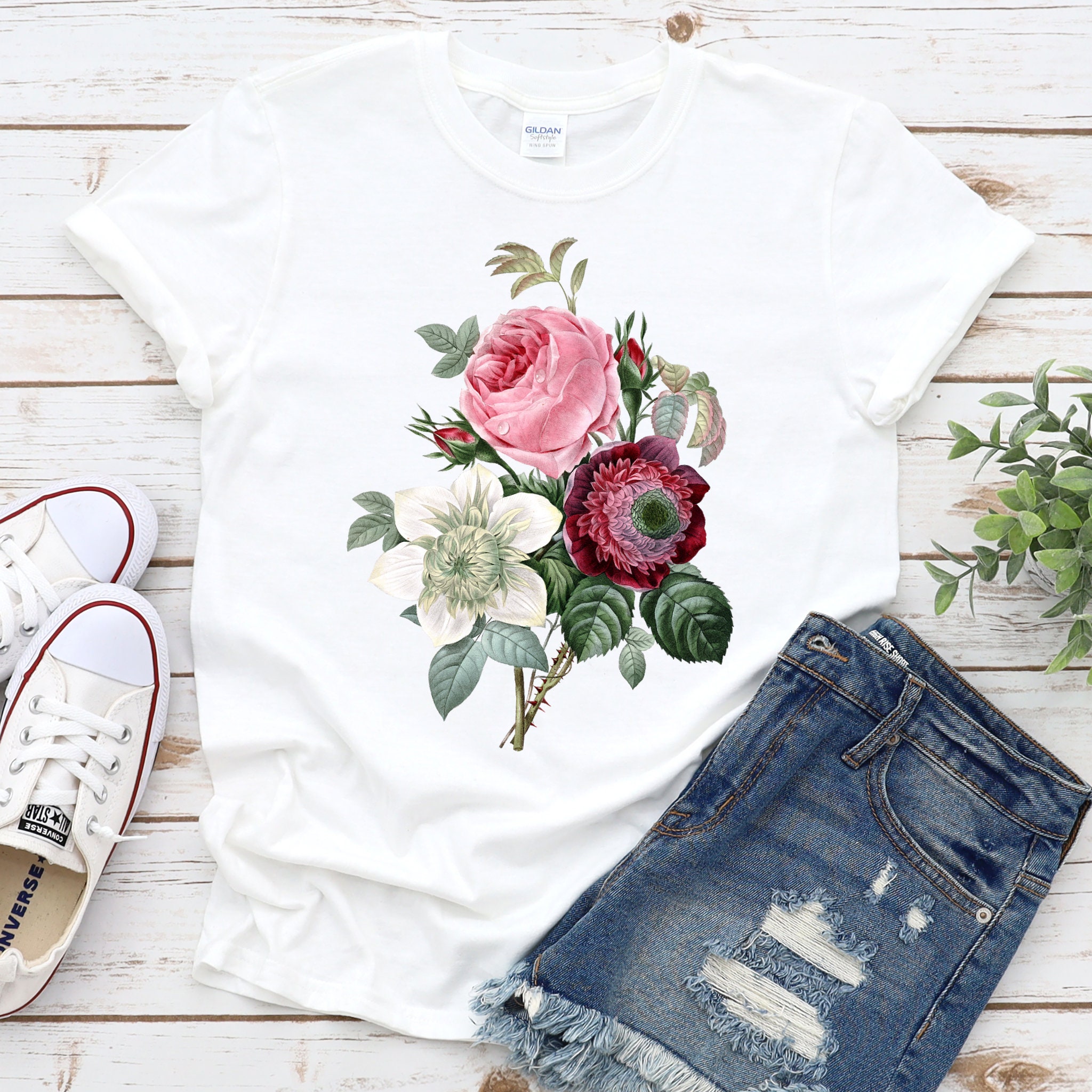 Rose Bouquet Tee Wildflowers Shirt Wildflower Tee Floral Etsy