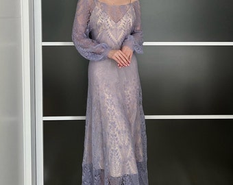 Blue Knitted Pattern Dress