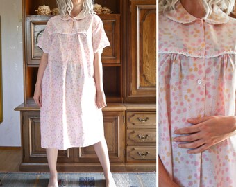 Diaper Cover Vintage Dotted Swiss Puff Sleeve Peter Pan Collar Size 6-12 Months 60s Sheer Pink Baby Dress